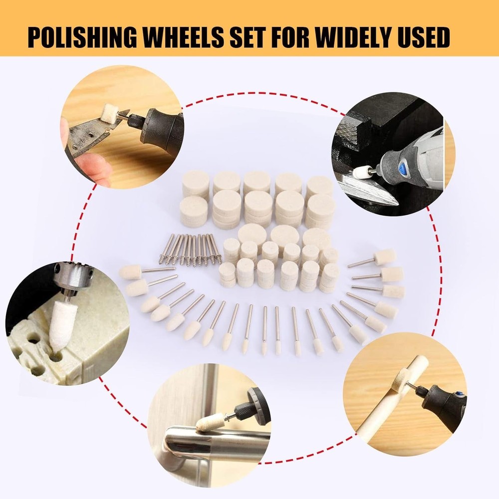 Comprehensive 100PCS Buffing Wheels for Dremel Tools - Medium Grit Assortment