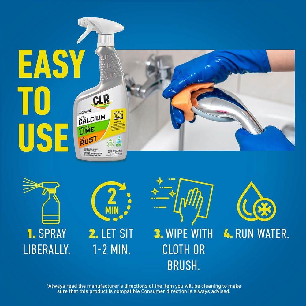CLR Brands® Calcium, Lime & Rust Remover, Blasts Calcium, Dissolves Lime Deposit