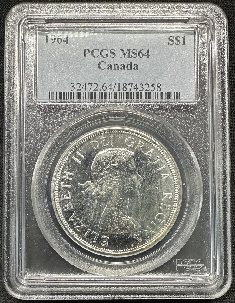 Canada - 1964 Silver Dollar - PCGS MS64 - LUSTROUS & CHOICE SURFACES!