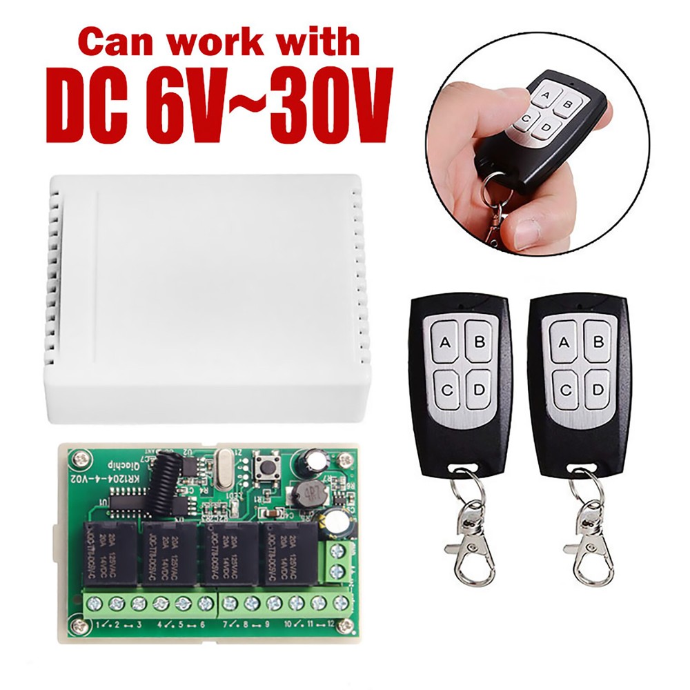 Brand New DC 4-Channel Wireless RF Remote Control Relay Switch With 2 Receiver