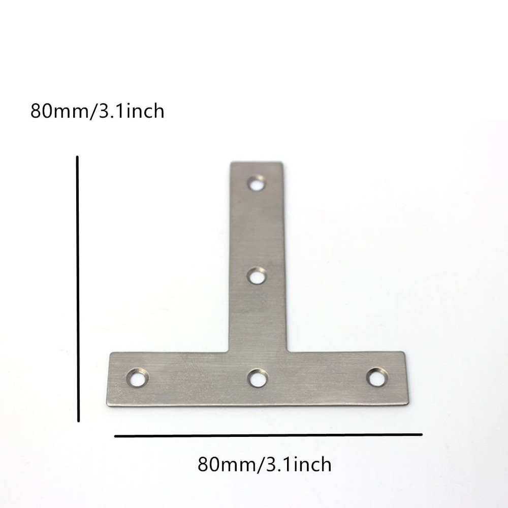 T Brackets, 10PCS Stainless Steel T Flat T Shape Medium, Silver