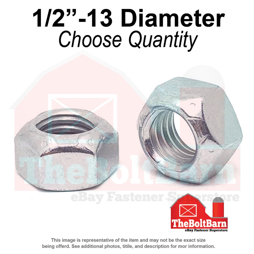 1/2"-13 Grade 8 Hex Top Lock Nuts Zinc Clear Coarse Thread (Pick Quantity)