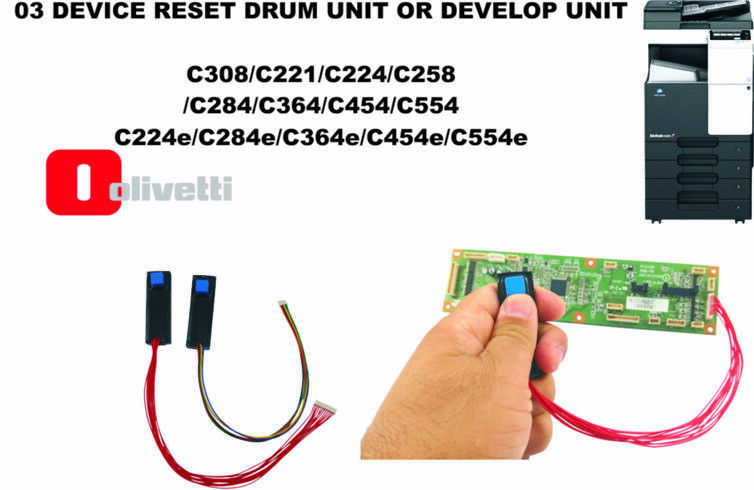 3 Device Reset Drum//Develop Konica Minolta C221/C308/C224/C284/C280/C360.