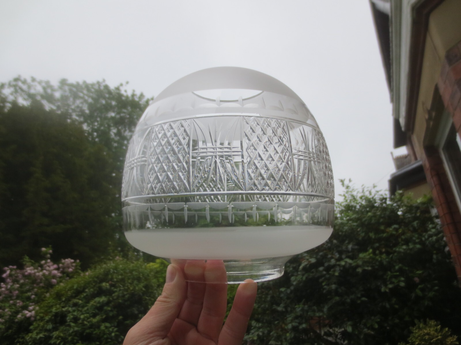 Superb Antique Victorian Cut Glass Duplex Beehive Oil Lamp Shade