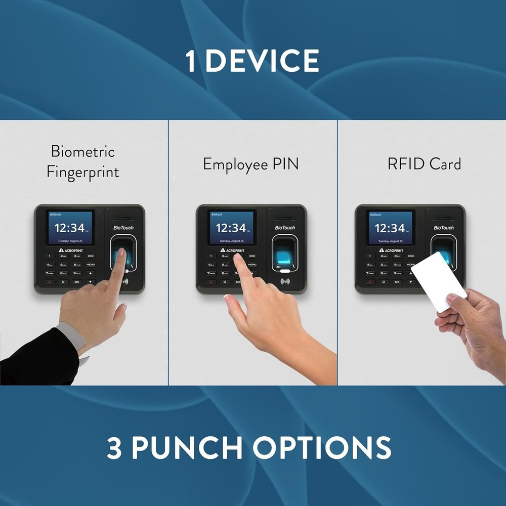 Acroprint BioTouch Self-Contained Automatic Biometric Fingerprint/Proximity Time