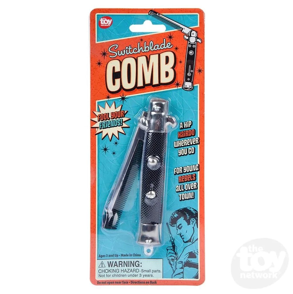 SWITCHBLADE COMB (Knife Looking) Push Button Automatic Pocket Hair Brush 9"