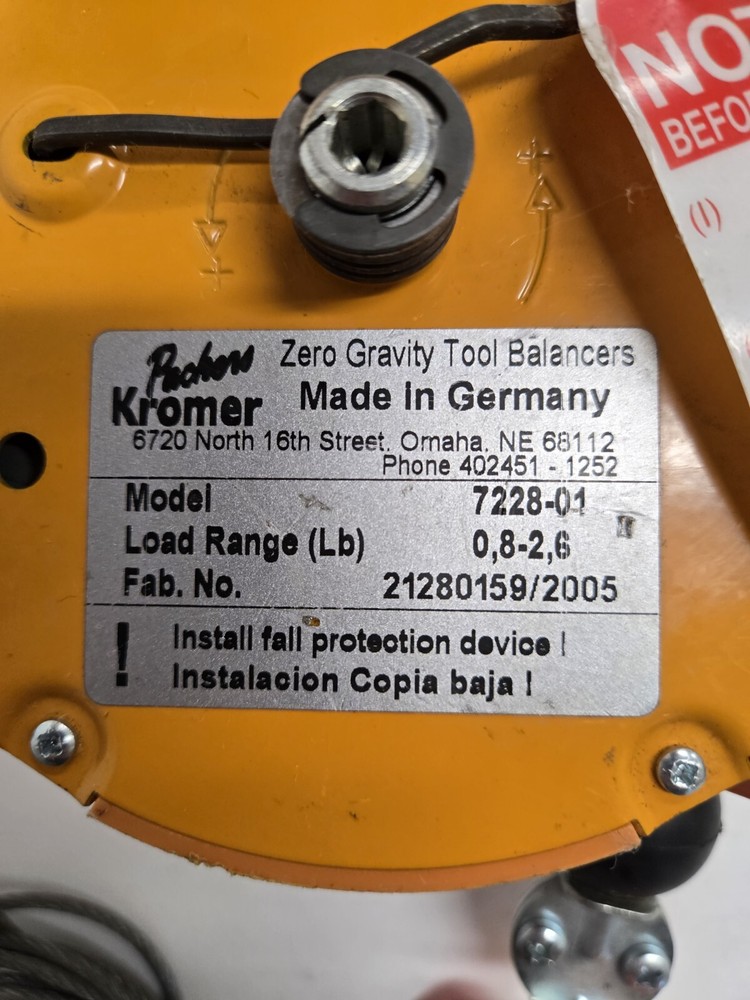 PACKERS KROMER ZERO GRAVITY TOOL BALANCER 7228-01.