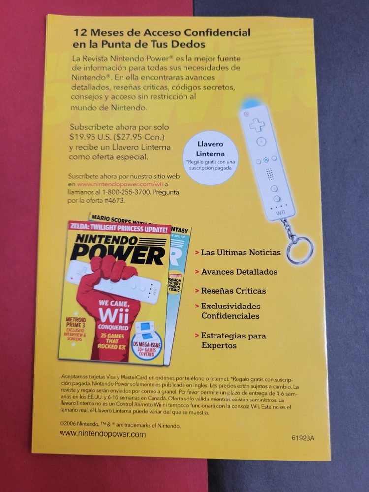 Nintendo Power Subscription Nintendo Wii INSERT ONLY Authentic