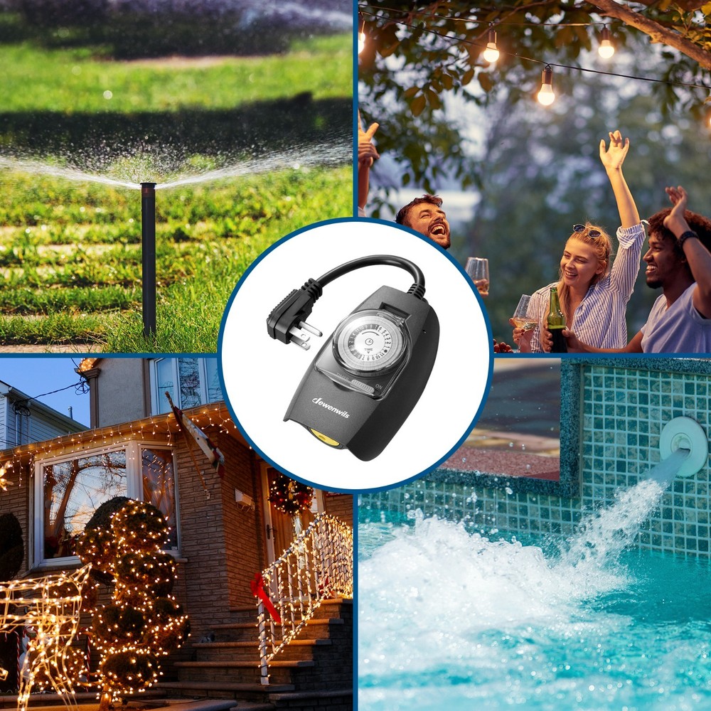 2 Pack Outdoor Programmable Timer Waterproof 24 Hour for Holiday Lighting