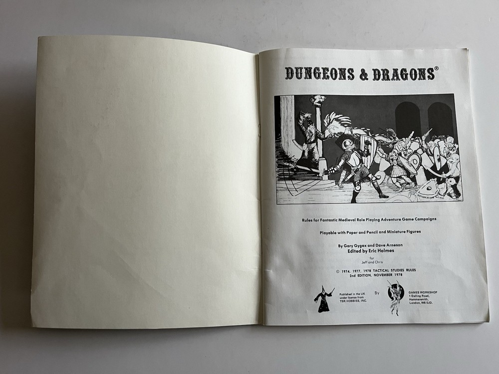 Dungeons and Dragons Basic Set Games Workshop TSR 1978