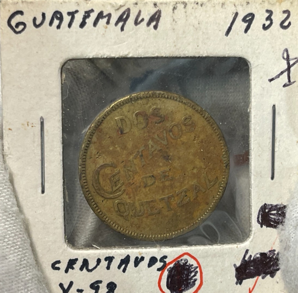 1932 Guatemala 2 Centavos Coin