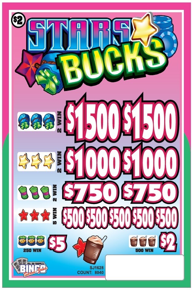 NEW pull tickets STARS & BUCKS - $2 Instant Tabs