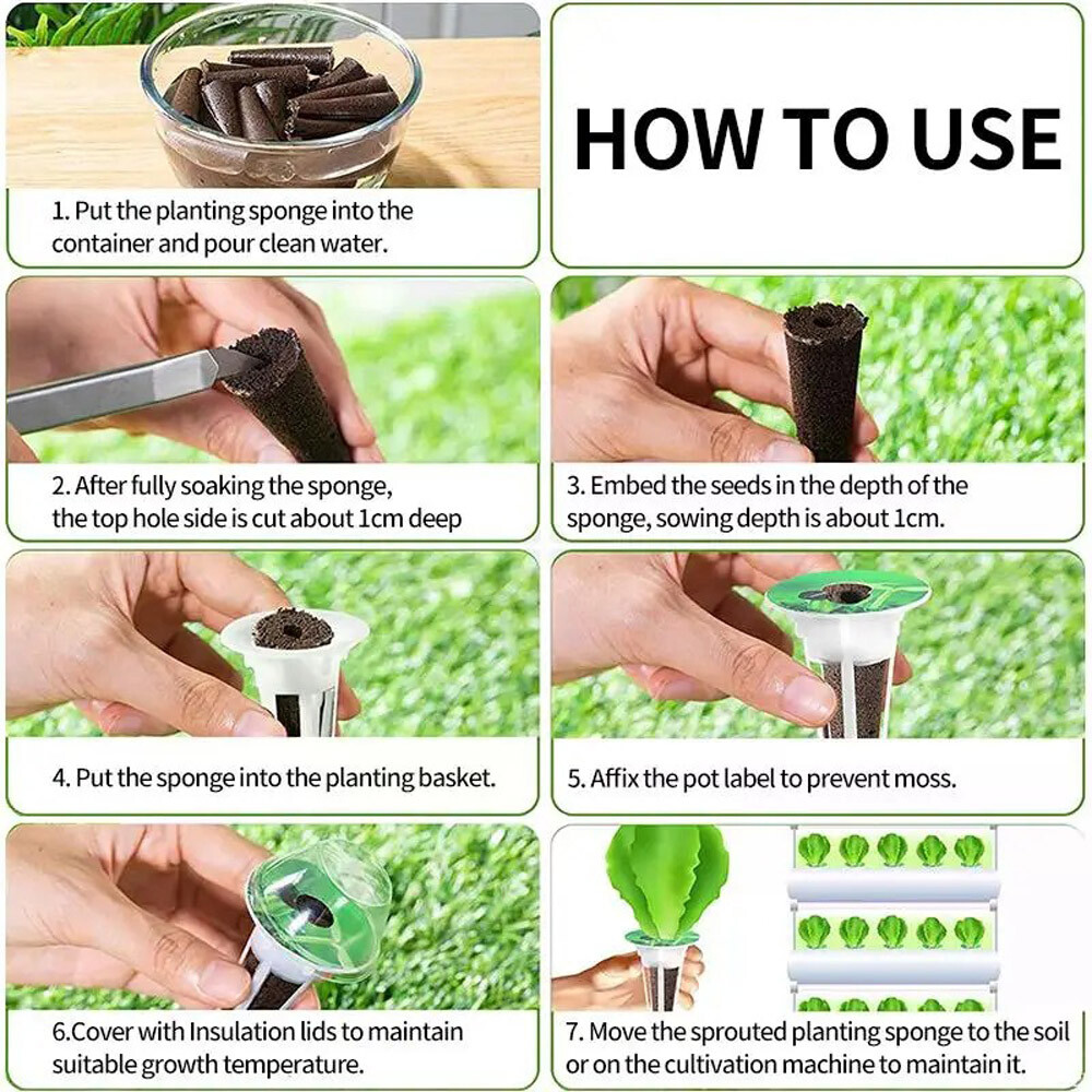 121PCS Hydroponic Garden Seed Pods Grow Anything Kit Accessories Sponge Dome US