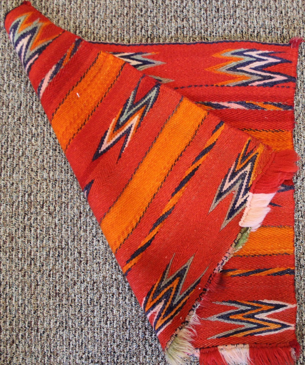 Vintage Late Classic Navajo Sunday Saddle Blanket with Wedge Weave Feeling Twill