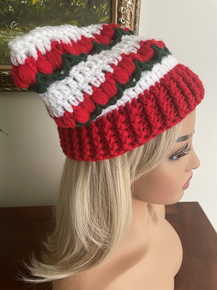 Cherry Cat Ear Beanie Hat - Handcrafted
