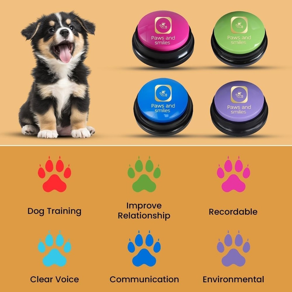 8-Pack Dog Talking Buttons - Recordable Pet Communication Tools for Training