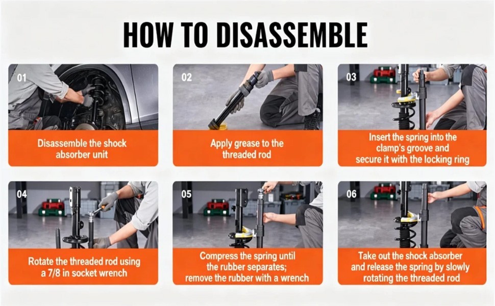 MacPherson Strut Spring Compressor Kit 4500kg Coil Spring Tool w/ 3 Yokes