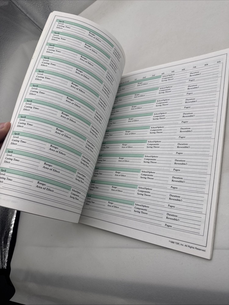 TSR Advanced D&D Dungeons and Dragons 2nd Ed Character Record Sheets