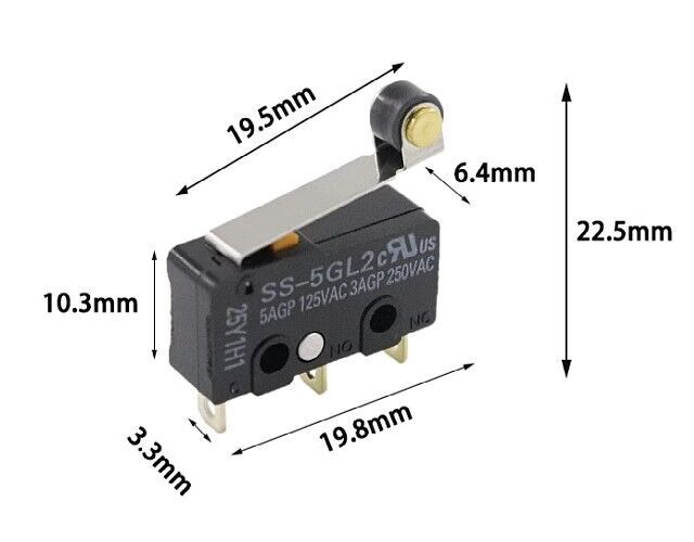 10Pcs OMRON SS-5GL2 Hinge Roller Lever SPDT 3Pin Subminiature Basic Limit Switch