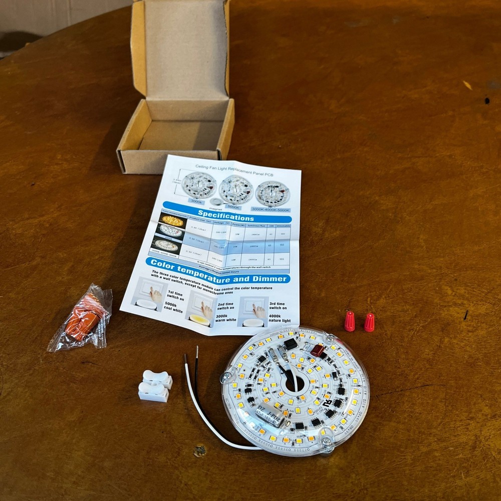 3.94" Ceiling Fan LED Light Replacement Panel PCB 18W, 3 CCT Adjustable Color