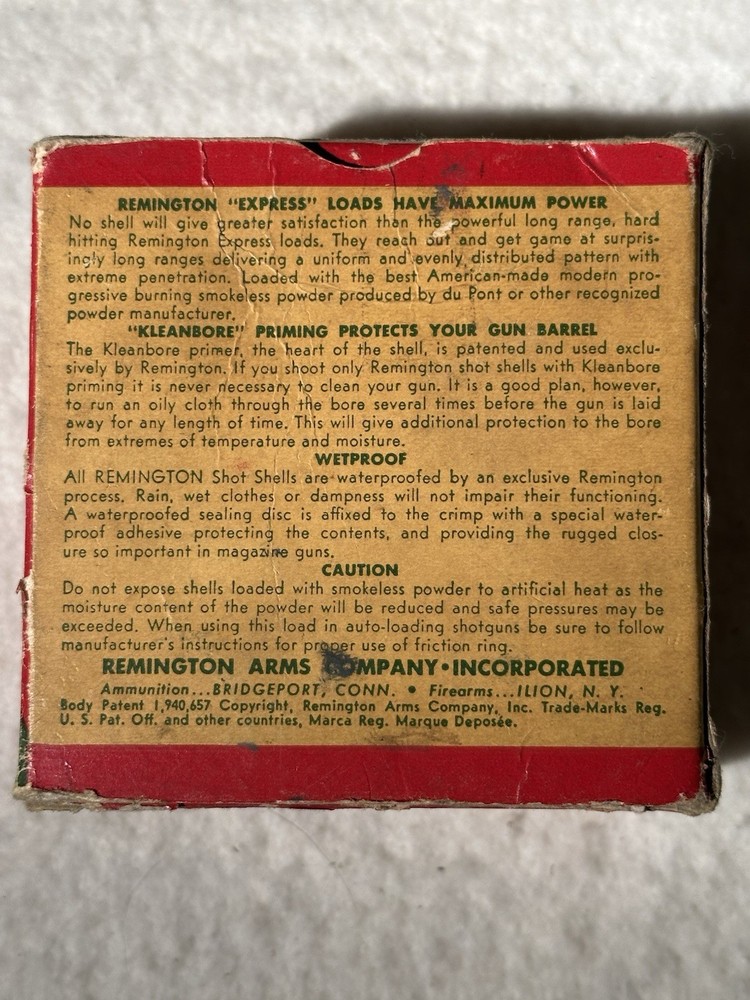 Remington Kleanbore Express Extra Long Range 12 GA. Empty Ammo Box.