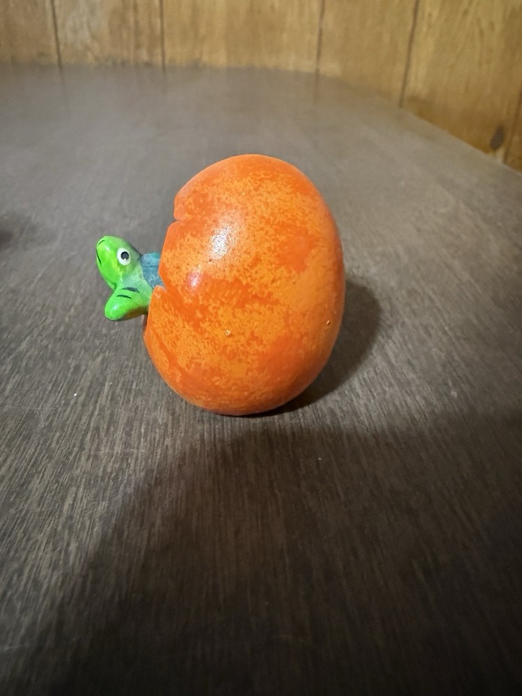 Hatching Turtle Figurine Orange Egg Green Turtle Just Under 2"