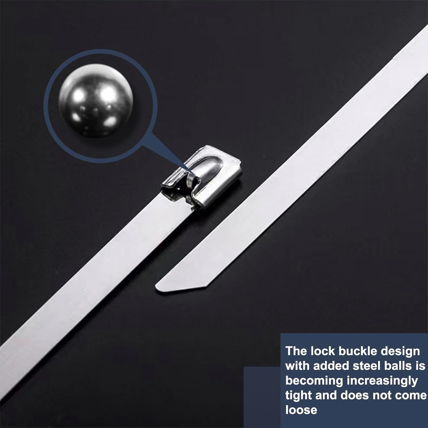 100-Pack Metal Zip Ties 11.8 inch, Heavy Duty 304 Stainless Steel 100pcs