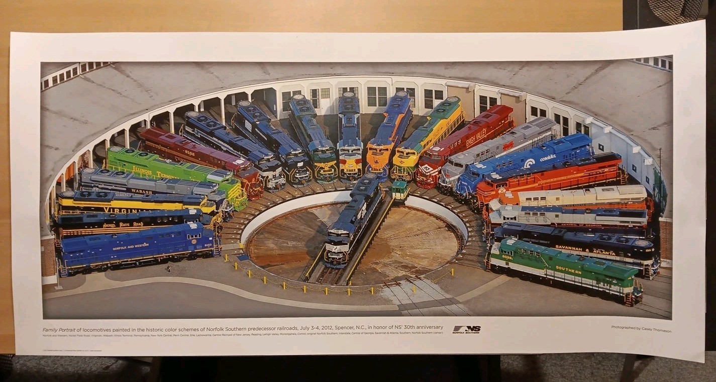 Norfolk Southern 30th Anniversary Spencer NC Train Locomotive Poster 17" By 36"