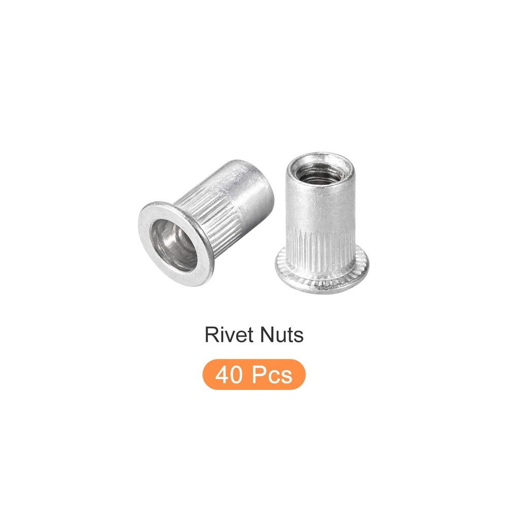 Rivet Nuts (1/4"-20) 40Pcs, Stainless Steel Threaded Insert Nuts