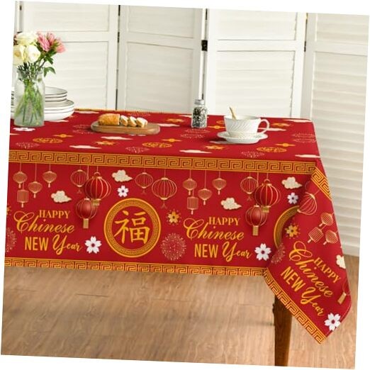 Chinese New Year Tablecloth 60×84 Inch Rectangular 60" x 84" (Rectangular) Red