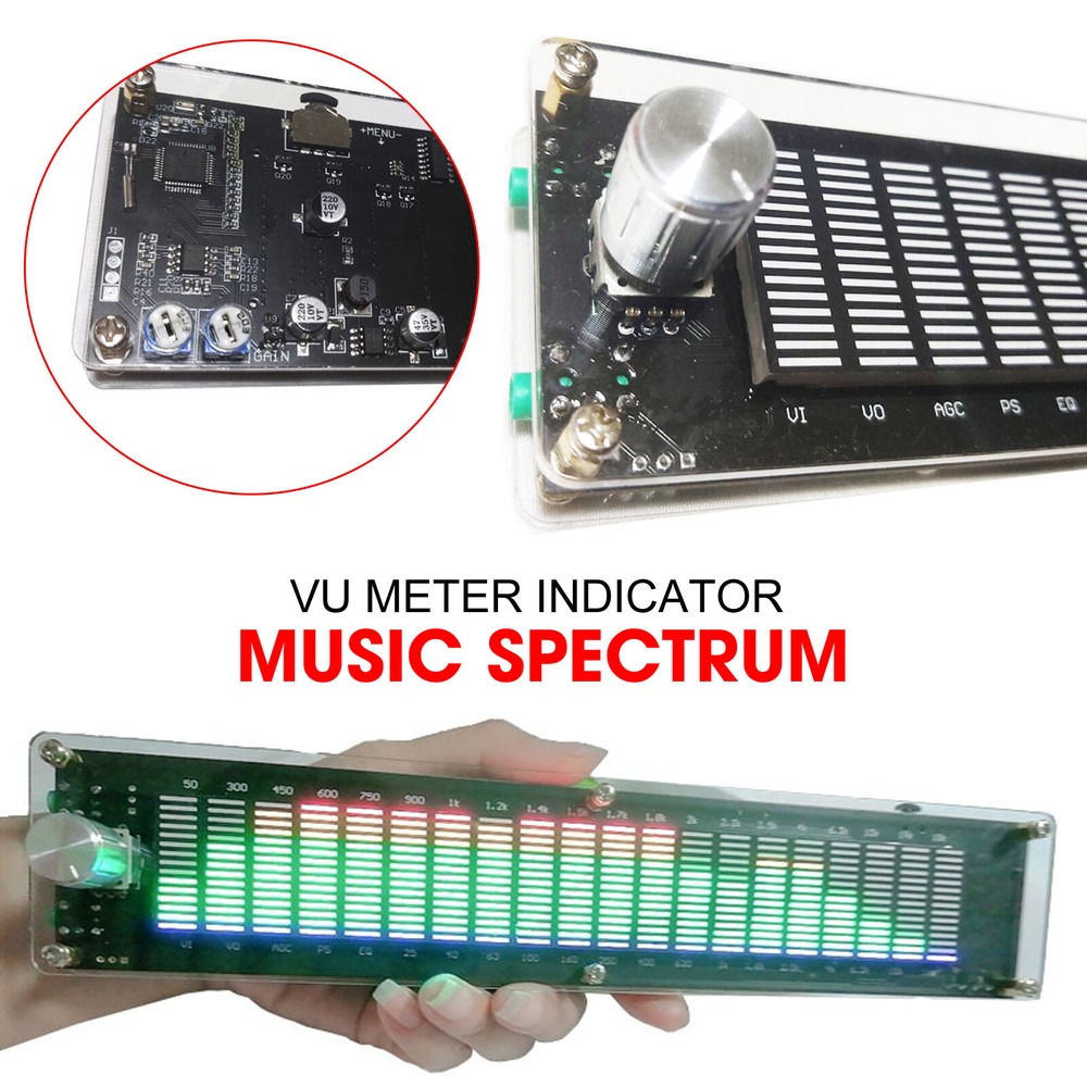Stereo VU Meter Indicator Music Spectrum Analyzer 20 Segment LED Level Display