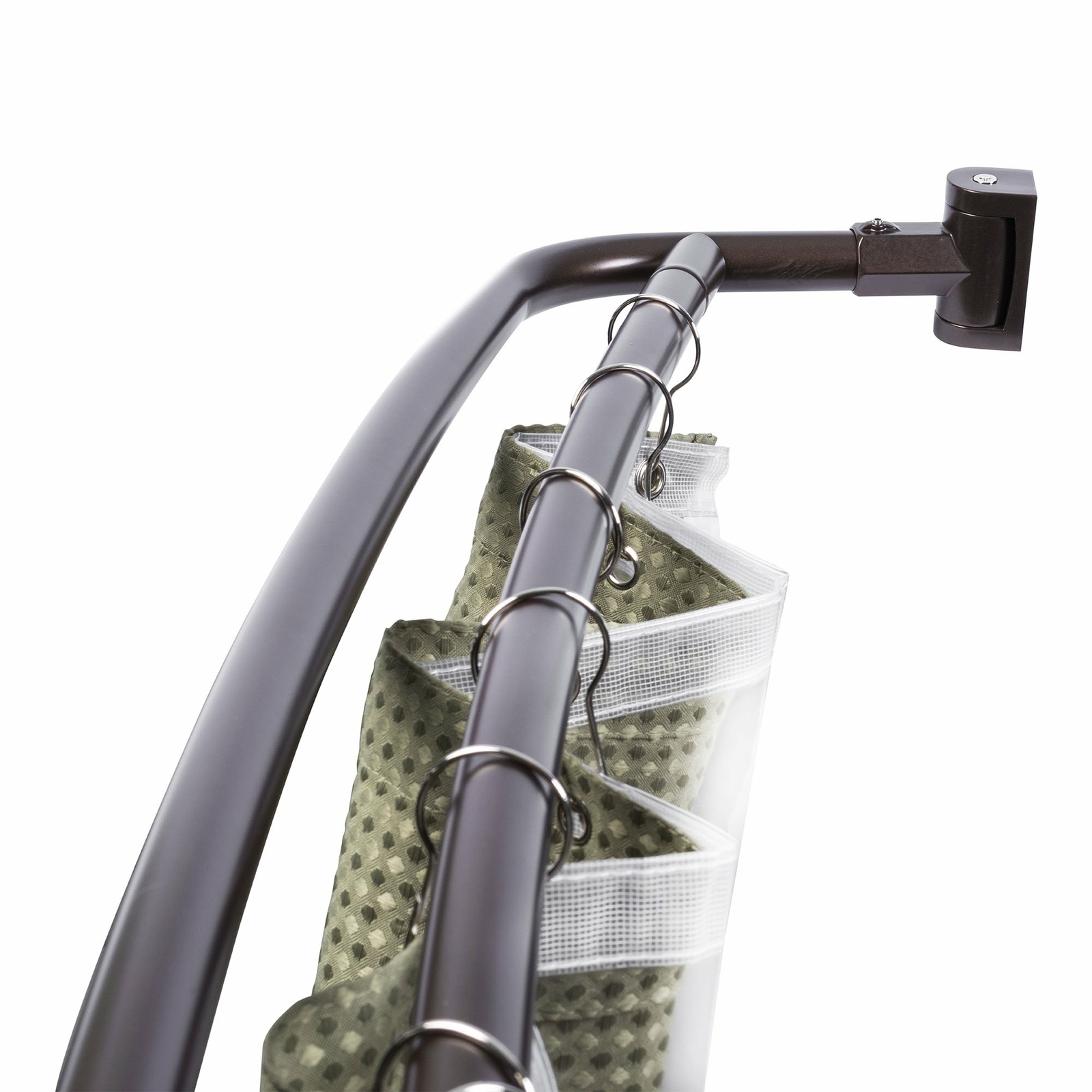 Double Curved Shower Rod Adjustable from 44 in. to 70 in. - Oil Rubbed Bronze Fi