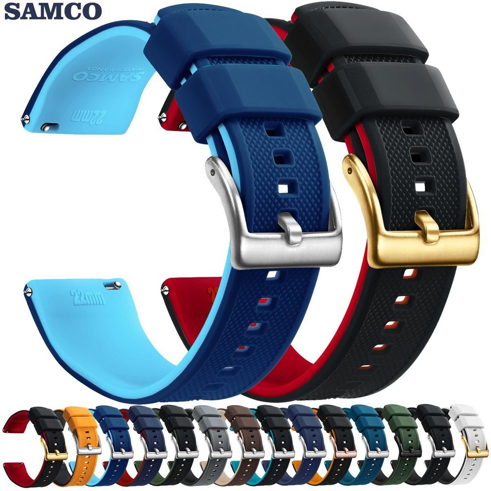 Premium Silicone Watch Band Quick Release Rubber Strap 18mm 20mm 22mm Waterproof