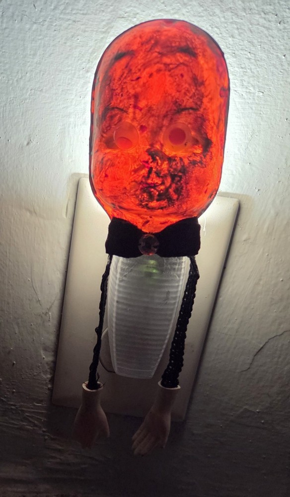 Spooky Doll Face LED Nightlight OOAK Retro Cute