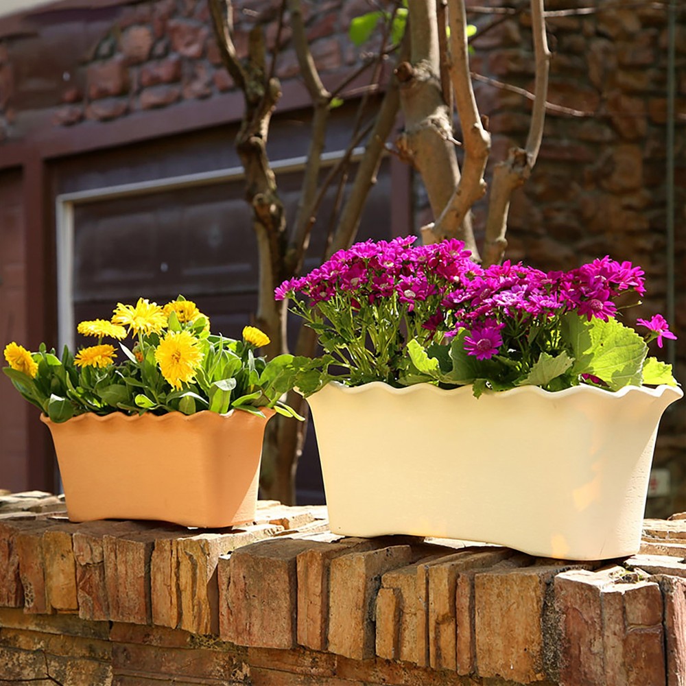 Rectangular Flowerpot Plastic Wavy Ruffled Edge Flower Slot Home Garden Tools