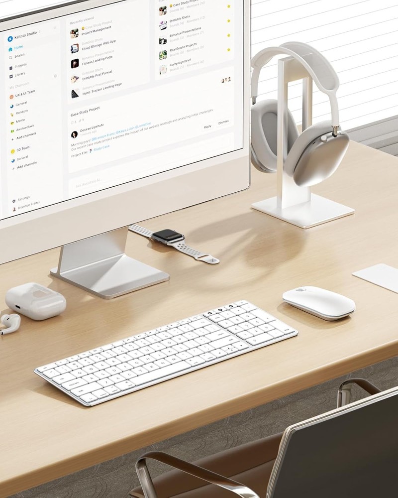 Seenda Bluetooth Keyboard & Mouse Combo Rechargeable Slim Wireless for Mac White