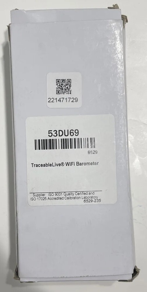 Traceable Live WiFi Data Logging Barometer 6529, 53DU69, New