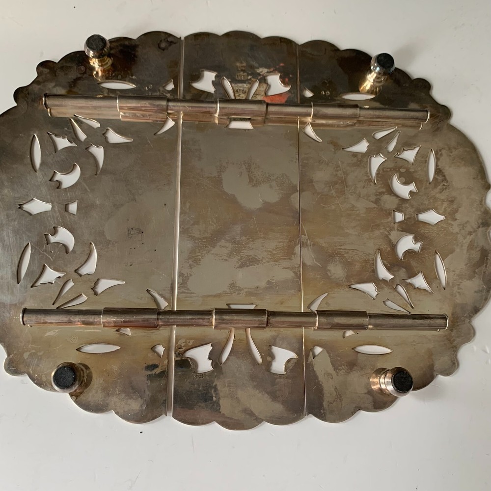 VINTAGE IFS LTD 40 SILVER PLATED TRIVET EXPANDABLE z