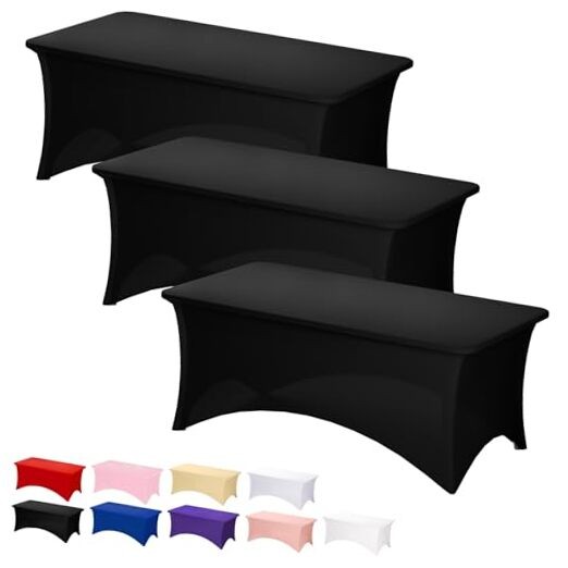 3 Pack Table Cloth for 6FT Rectangle Tables, Rectangular 6Feet-3Pack Black