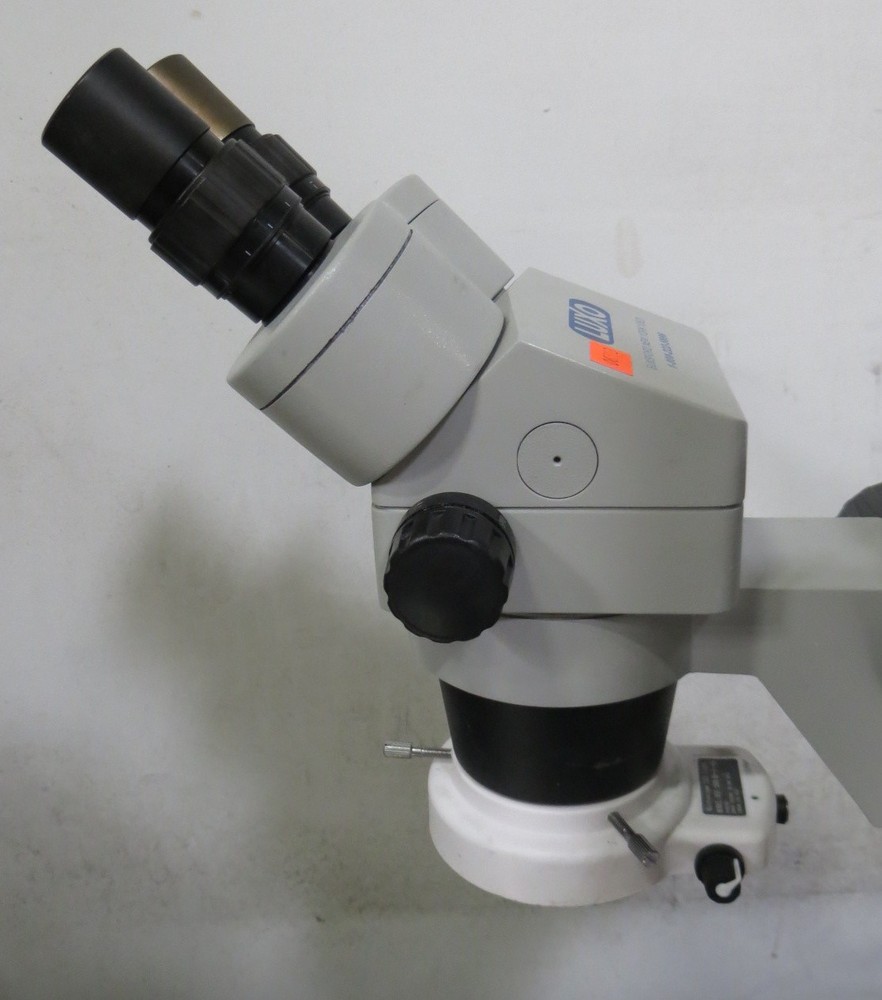 T200843 Luxo Binocular Stereo Microscope w/ Boom Stand, LED Ring Illuminator