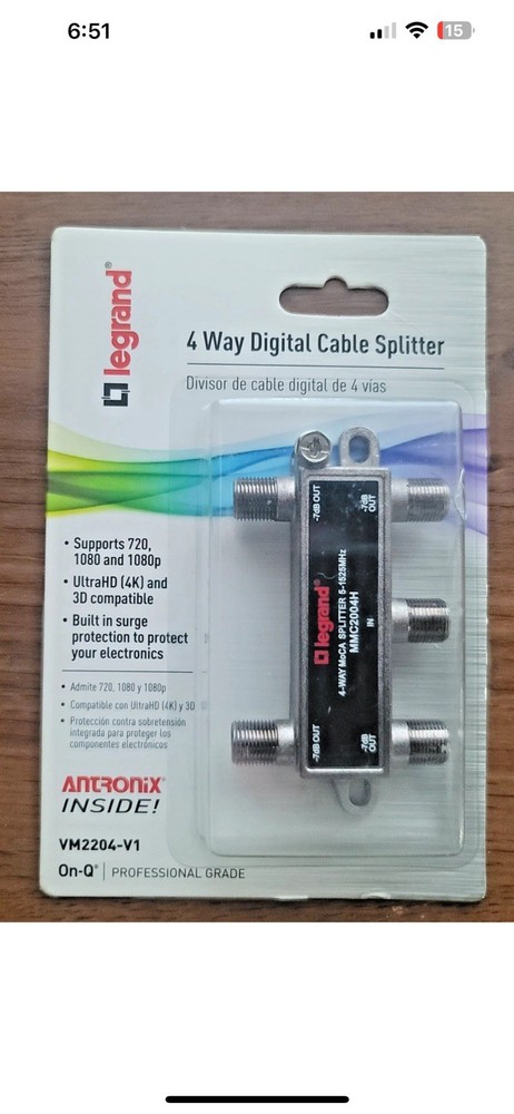 LEGRAND 4 WAY DIGITAL CABLE SPLITTER Pro Grade
