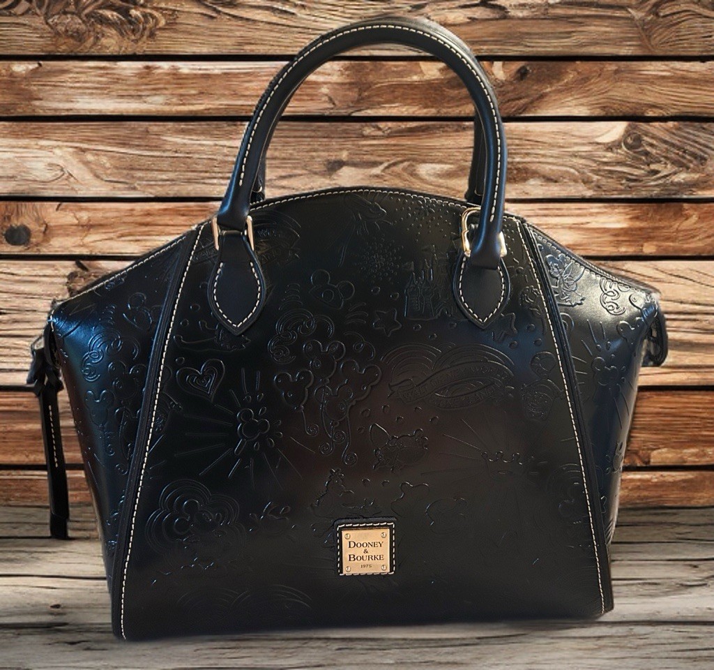 Dooney & Bourke Disney Embossed Handbag Black Satchel NWT Sketch