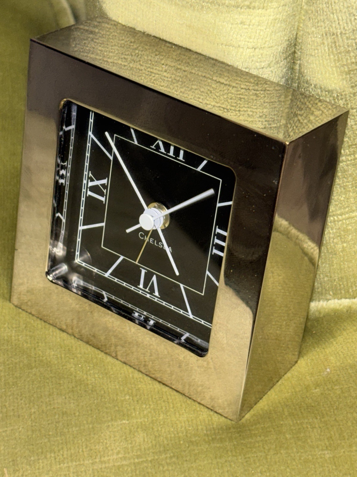 Chelsea Polished Nickle Art Deco Desk Alarm Clock German Quartz Movment 3"