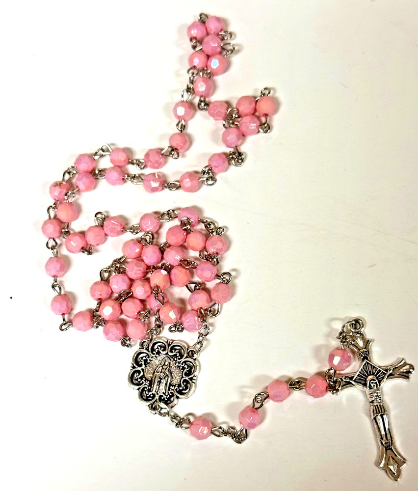 Iridescent Light Pink Rosary, New Gftshp-68