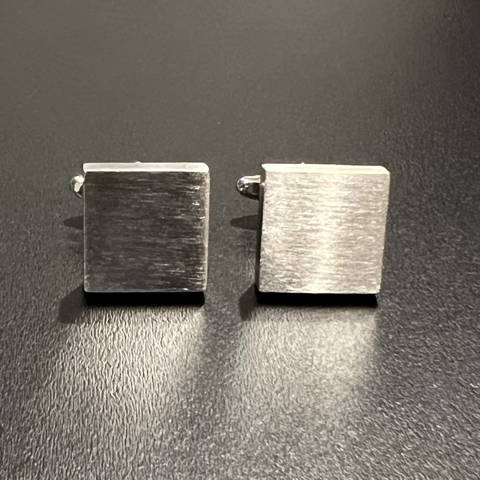 Brushed Silver Tone Square Cufflinks For Men Daily Wear Birthday Gift In Box