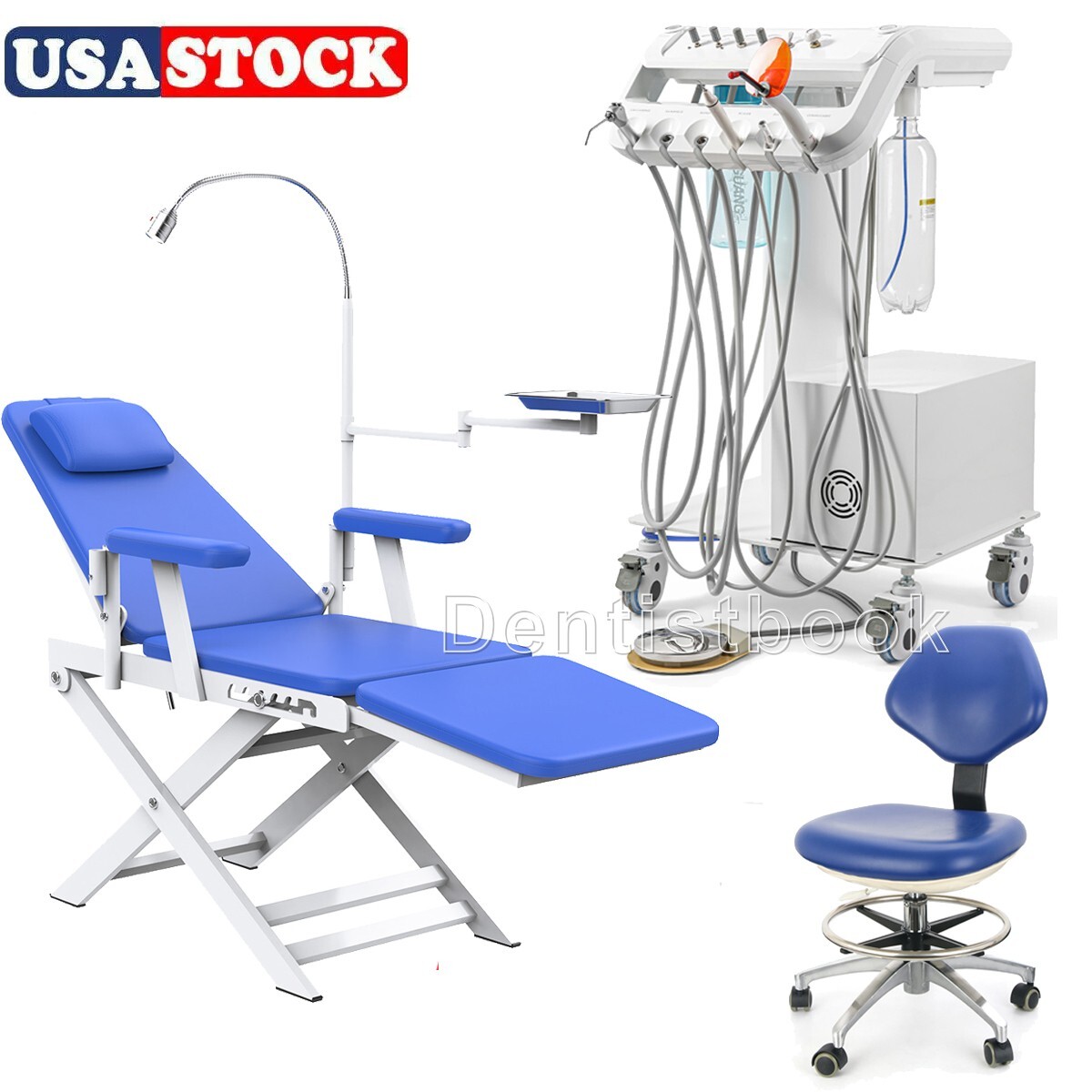 Sillón Dental Plegable / Unidad de Parto Portátil Compresor de Aire / Taburete