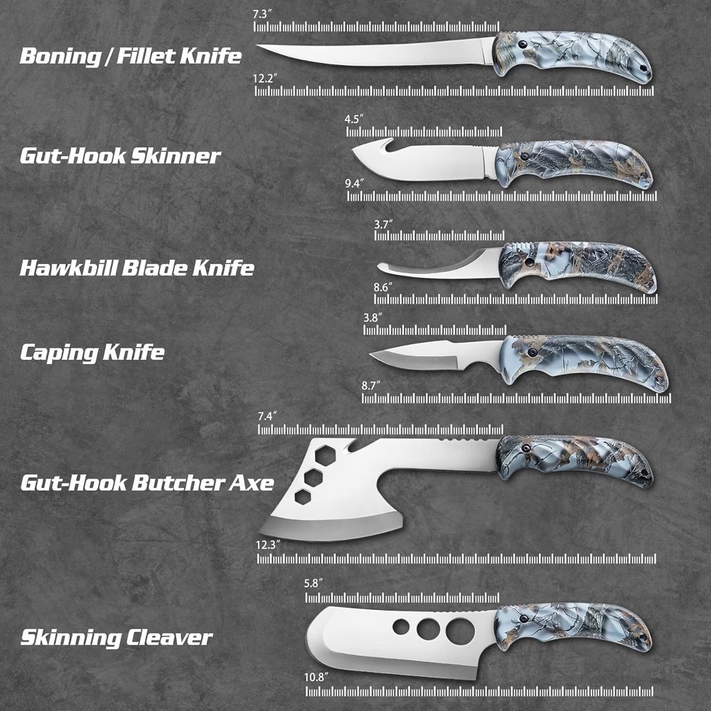 Field Dressing Kit Portable Butcher Game Processor Set, 12 Pieces