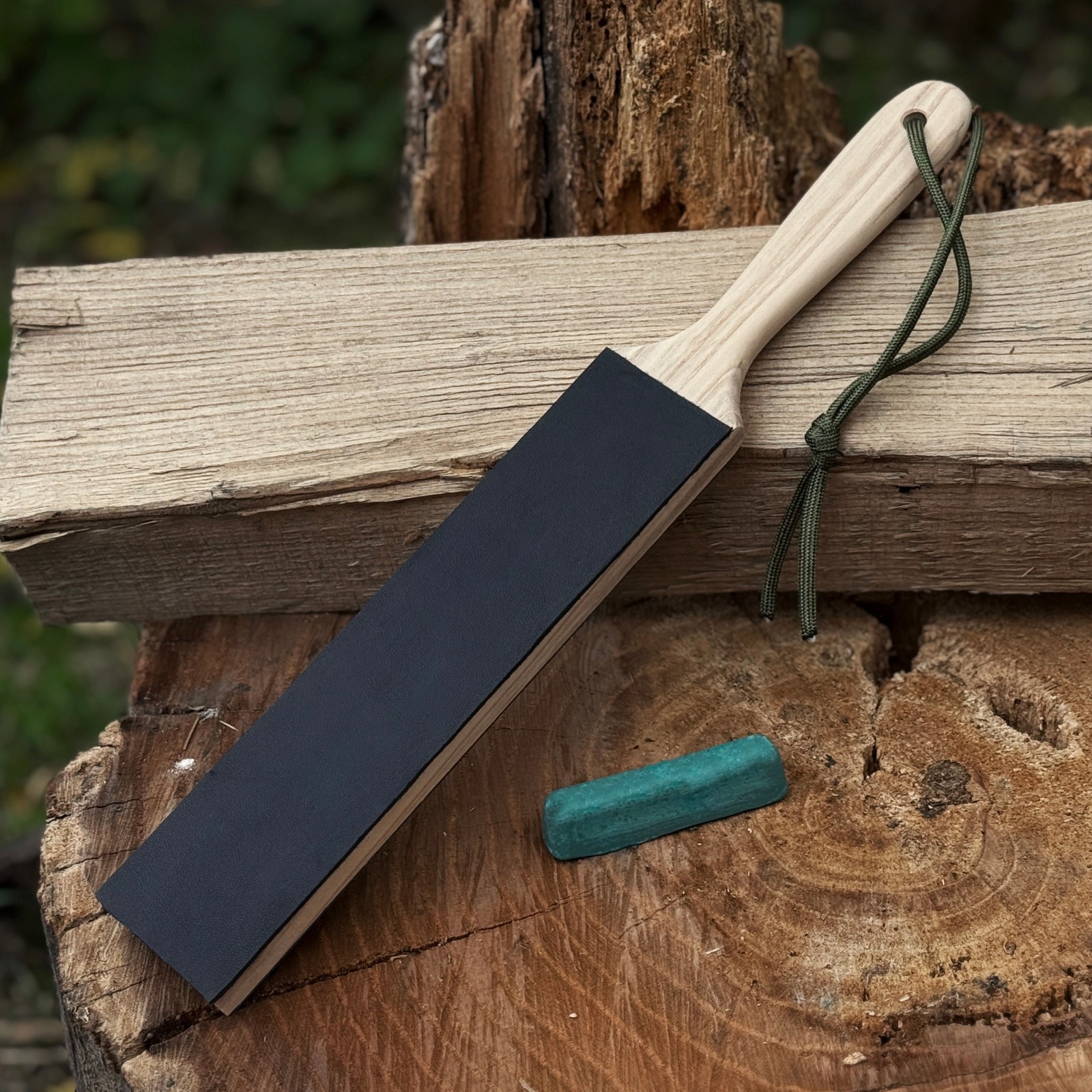 Double Sided Leather Sharpening Strop Knife Tool Honing Paddle Polishing Paste