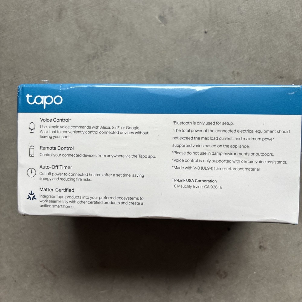 3 pics TP-Link Tapo Matter Supported Smart Plug Mini, Compact Design, 15A/