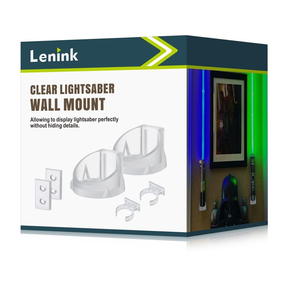 Lenink 2 Pack Clear Lightsaber Wall Mount, Holder Small,